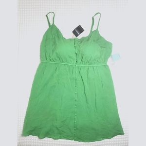 F21+ green rayon fabric covered button down lined summer sundress 3x